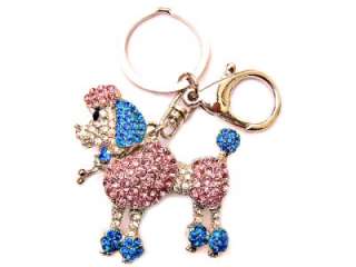 Poddle Dog Purse Charm Key Chain Pink Swarovski Crystal  