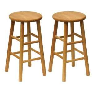 Furniture By Winsome Set of 2 Beveled Seat 24 Stool Assembled/Natural