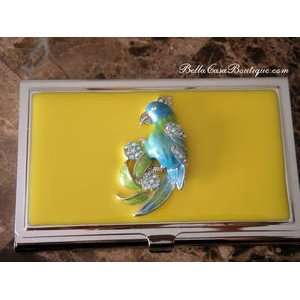 Jeweled Business Card Case Colorful Parrot:  Home & Kitchen