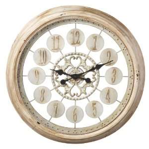  Midwest CBK Distressed Ivory Round Wall Clock