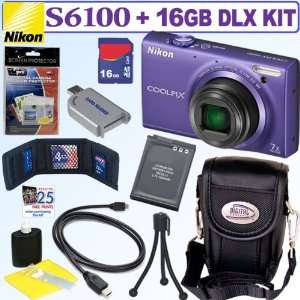 Nikon Coolpix S6100 16 MP Digital Camera (Violet) + EN EL12 Battey 