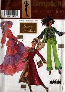 Sewing Pattern Barbie 70s Doll Clothes Simplicity 9975  
