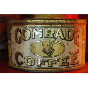 Antique Comrade Coffee Can Dog Label Grocery & Gourmet Food
