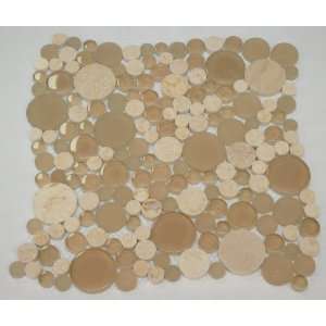     Multi Sizes Rounded Cream Marfil Marble Tile and Beige Glass Tile