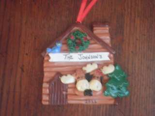 Personalized Moose Couple Cabin Christmas Ornament  