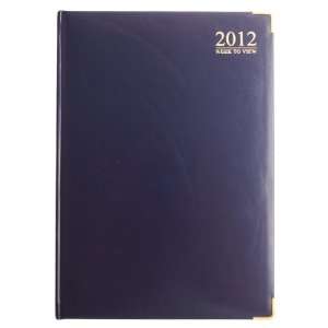  2012 A4 Week to View Diary Padded Gilt Corner   Blue
