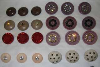 Vintage Designer Rhinestone Button Lot (72 pcs) Colored Metal Plastic 