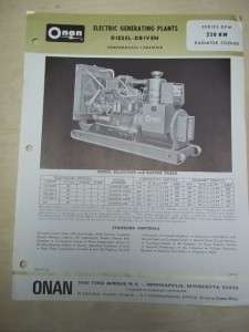   Brochure~230 KW DFM Electric Generating Plants/Generator~Spec Sheet