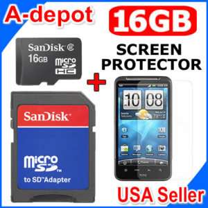 16GB MicroSD Card + Screen Protector For HTC INSPIRE 4G  