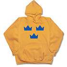   TRE KRONOR cronor Swedish hockey/flag gold hoodie/hooded sweatshirt