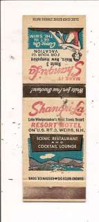 Shangri La Resort Motel U.S. 3 Weirs NH Matchbook  