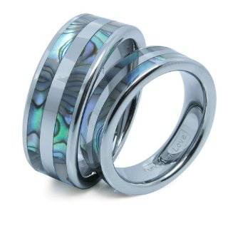  Abalone Center Polished Tungsten Wedding Band 6MM Jewelry