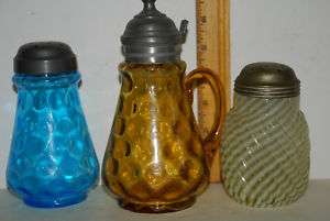 colored glass shakers 1 syrup american 19th century  