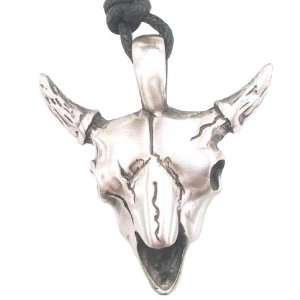  Buffalo Skull Pewter Pendant Necklace Jewelry