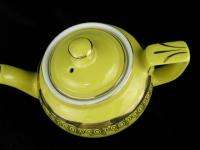   Hall Pottery China #019 Boston Teapot Canary Yellow 4 Cup Gold  