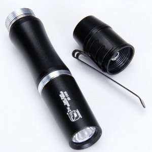  3W LED Bright Hand Torch Flashlight Lamp with Clip   Black 