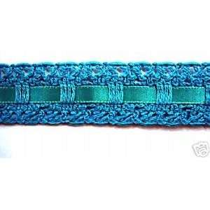  15 Yd Cluny Lace With Ribbon Center Bright Blue Arts 