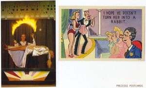 VINTAGE MAGIC POSTCARDS 1940s Humor 1970 Trick  