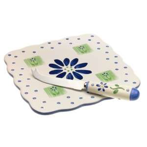  Pfaltzgraff Cloverhill Floral Cheese Tray with Slicer 