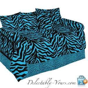   Blue Zebra Daybed Bedding Cover Set & Bolster Pillows