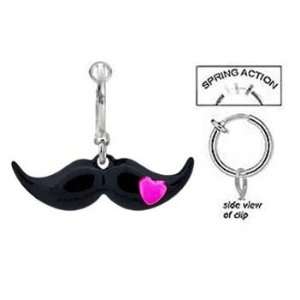   Clear Cz Mustache w/ Pink Heart Mystery mischief dangle Ring: Jewelry