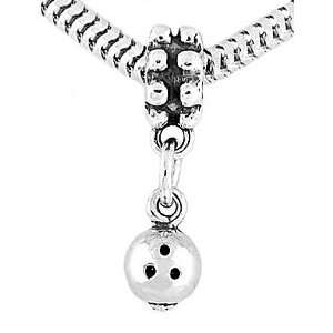  Sterling Silver Bowling Ball Dangle Bead Charm: Jewelry