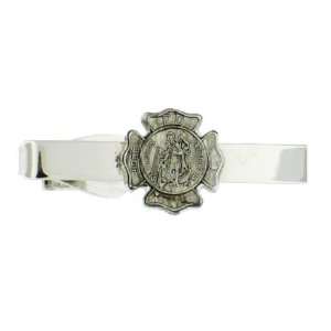  Sterling Silver Plate Tie Bars St. Florian Badge Pewter 