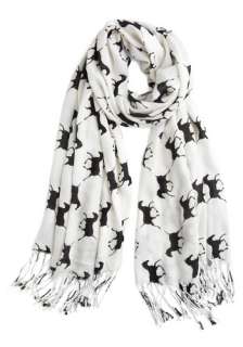 Steed of Light Scarf   Black, White, Print with Animals, Casual, Fall