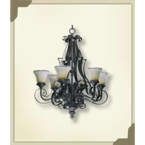 Quorum 6121 6 13 Delphi 6 Light Chandelier, Coffee Finish with Frosted 