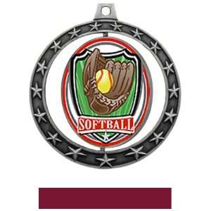  Hasty Awards Softball Spinner Medals Shield M 7701 SILVER 