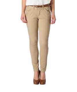 Stone (Stone ) Belted Cigarette Trousers  225717116  New Look