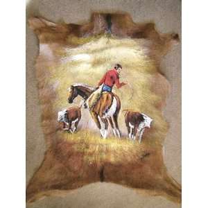  Painted Hide for Western Decor 34x29  Strays (41)