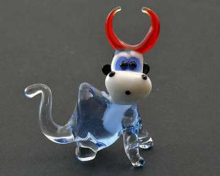 Glass Blown Art Figurine Animal BULL Murano Style #4523  