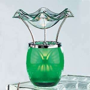 Butterfly Pattern Green Design Glass Base Oil Burner