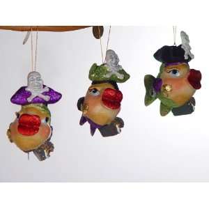   Collection kissing fish pirate Christmas ornament