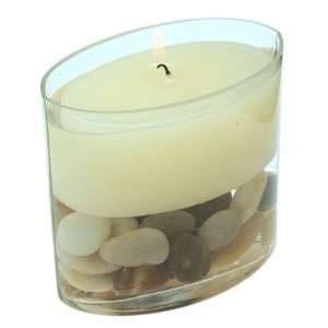 Tag Small Oval Candleholder with Floating Candle and Stones  