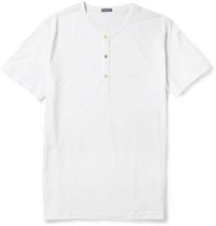    Clothing  T shirts  Crew necks  Cotton Henley T Shirt