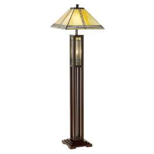  Espresso Wood with Tiffany Style Shade Floor Lamp: Home 