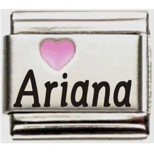  Ariana Pink Heart Laser Name Italian Charm Link Jewelry