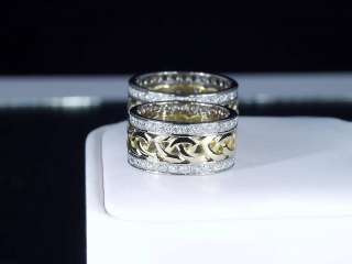 18K GOLD DIAMOND CELTIC KNOT WEDDING BAND RING SET!!!  
