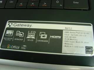 15.6 LCD Screen Gateway Laptop Notebook NV52 Battery Dvd Drive Memory 
