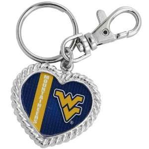  West Virginia Mountaineers Silvertone Heart Keychain 