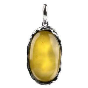  Caribbean Amber and Sterling Silver Large Oval Pendant 