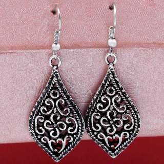Exquisite Design Vintage Hollow Tibetan Silver Earrings  