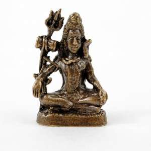 MINI BRONZE SHIVA STATUE Hindu God Tiny Amulet Talisman  