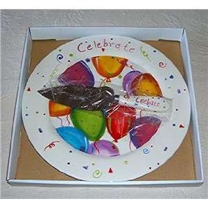   Celebrate Plate/Dish Cake/Pie Special Party Dish with Cake Knife