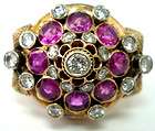 Vintage 1.50ctw Burma Ruby & .65ctw Diamond 18K Gold Oriental Design 