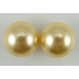  16mm gold shell pearl round beads half drilled earrings 