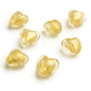  Artistrywear Art Glass Beads   Hearts 7PK/Gold