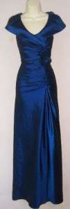JESSICA HOWARD Navy Blue TaffetaV Neck Formal Gown Dress 14 NWT  